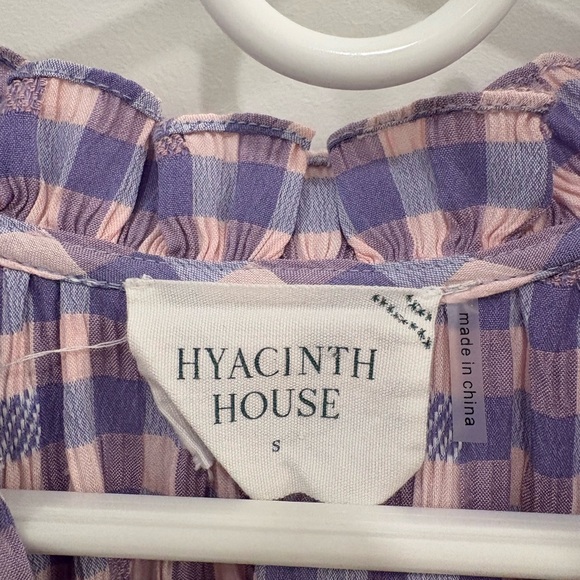 Hyacinth House Tuckernuck Sutton Purple Pink Gingham Mini Dress Size Small - Picture 3 of 15